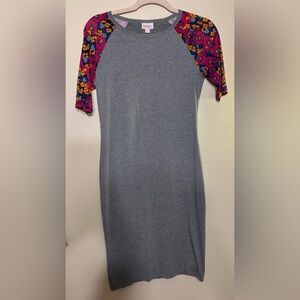 LulaRoe Grey & Floral Julia Dress